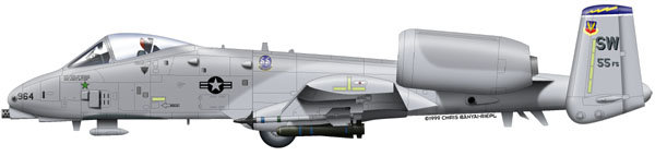 Fairchild-Republic A-10A Thunderbolt II, 964/SW (#81-0964),511 TFS/10 TFW