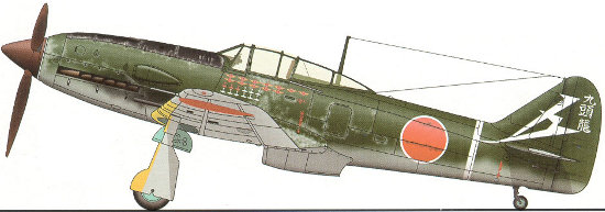 Kawasaki Ki-61-II-Kai Hien/Tony, 3rd Chutai, 19th Sentai, pilot CO of 3rd Chutai Cpt.Fudzitaro Ito. April 1945.