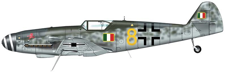 Bf 109G-10/AS Wk-Nr 490379 of Maresciallo Attilio Sanson, 5a Squadriglia, II° Gruppo Caccia, ANR, Osoppo, 3 March 1945